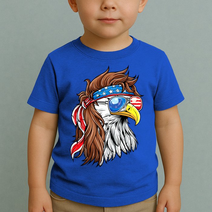 Patriotic Bald Eagle Mullet USA American Flag 4th Of July Toddler T-Shirt