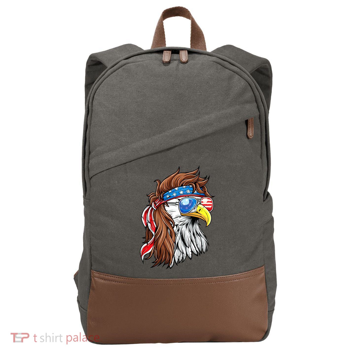Patriotic Bald Eagle Mullet USA American Flag 4th Of July Cotton Canvas Backpack