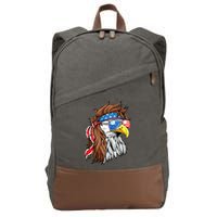 Patriotic Bald Eagle Mullet USA American Flag 4th Of July Cotton Canvas Backpack