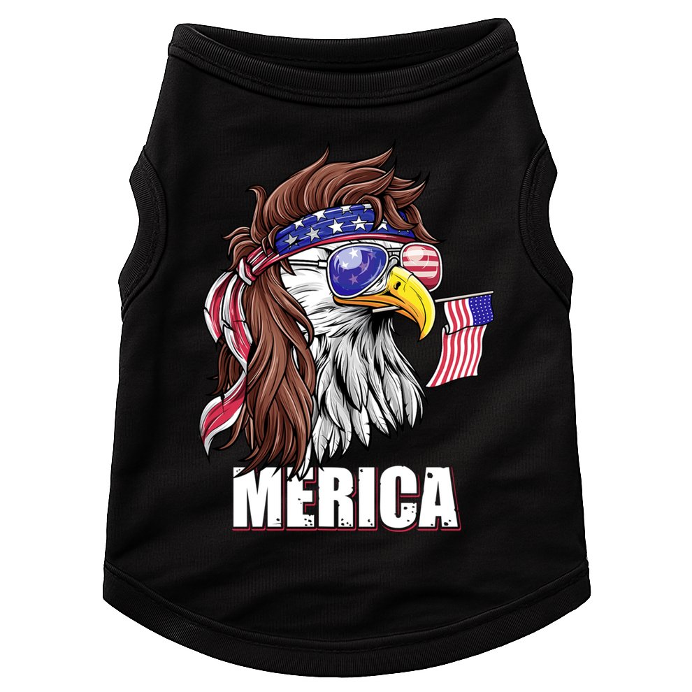 Patriotic Bald Eagle Mullet USA American Flag 4th Of July Doggie Tank
