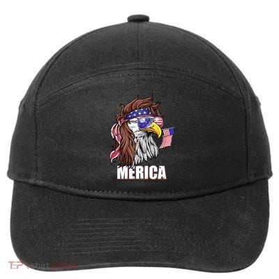 Patriotic Bald Eagle Mullet USA American Flag 4th Of July 7-Panel Snapback Hat