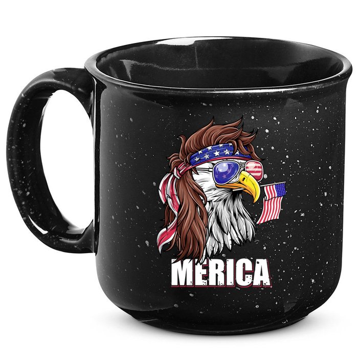 Patriotic Bald Eagle Mullet USA American Flag 4th Of July 15oz Campfire Ceramic Mug