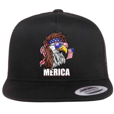 Patriotic Bald Eagle Mullet USA American Flag 4th Of July Flatbill Hat