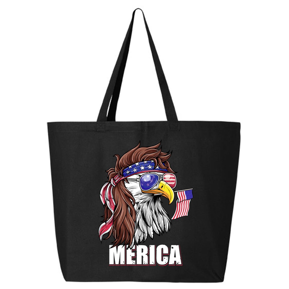 Patriotic Bald Eagle Mullet USA American Flag 4th Of July 25L Jumbo Tote