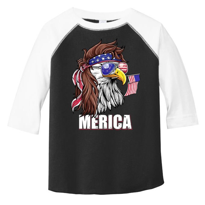Patriotic Bald Eagle Mullet USA American Flag 4th Of July Toddler Fine Jersey T-Shirt