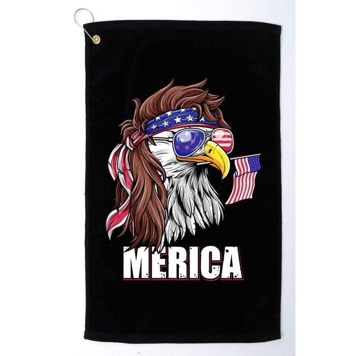Patriotic Bald Eagle Mullet USA American Flag 4th Of July Golf Towel