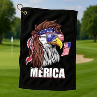 Patriotic Bald Eagle Mullet USA American Flag 4th Of July Golf Towel