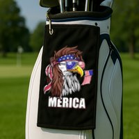 Patriotic Bald Eagle Mullet USA American Flag 4th Of July Golf Towel