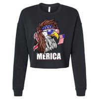 Patriotic Bald Eagle Mullet USA American Flag 4th Of July Cropped Pullover Crew