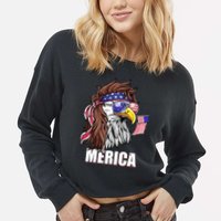 Patriotic Bald Eagle Mullet USA American Flag 4th Of July Cropped Pullover Crew