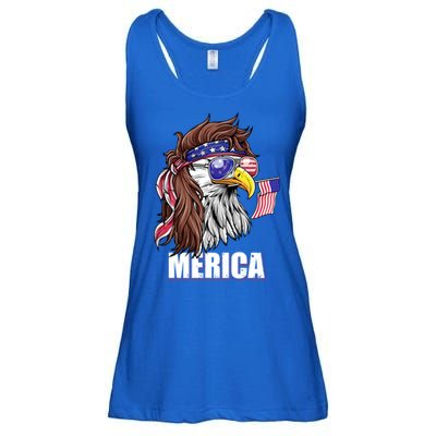 Patriotic Bald Eagle Mullet USA American Flag 4th Of July Ladies Essential Flowy Tank