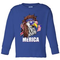 Patriotic Bald Eagle Mullet USA American Flag 4th Of July Toddler Long Sleeve Shirt