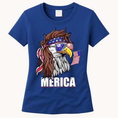Patriotic Bald Eagle Mullet USA American Flag 4th Of July Womens T-Shirt