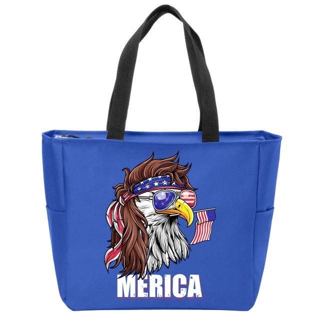 Patriotic Bald Eagle Mullet USA American Flag 4th Of July Zip Tote Bag