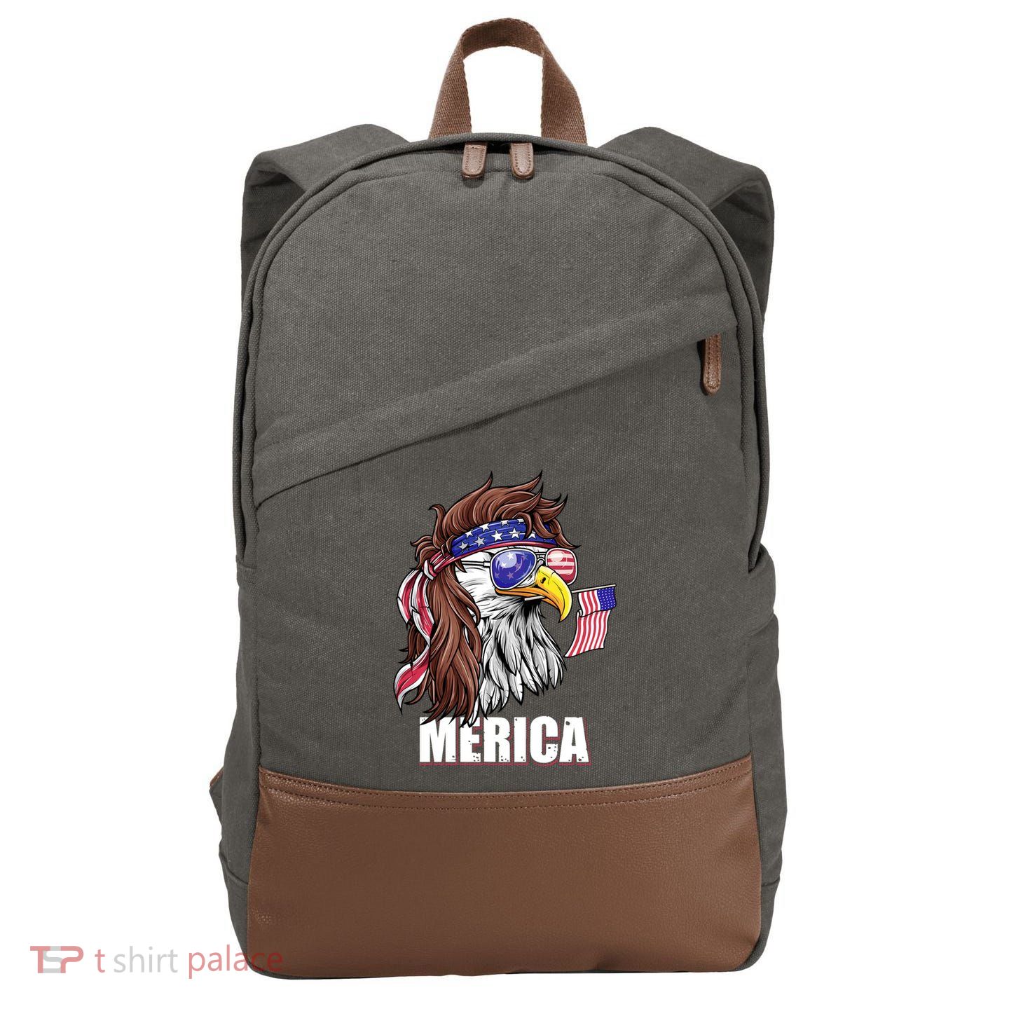 Patriotic Bald Eagle Mullet USA American Flag 4th Of July Cotton Canvas Backpack