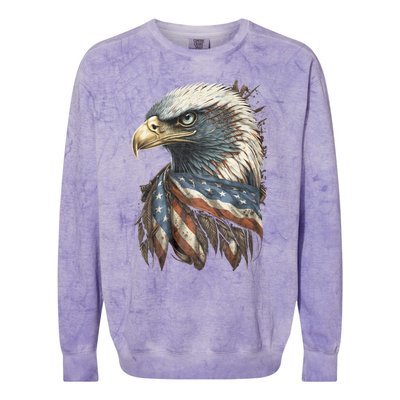 Patriotic Bald Eagle 4th Of July Usa American Flag Colorblast Crewneck Sweatshirt