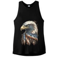 Patriotic Bald Eagle 4th Of July Usa American Flag Ladies PosiCharge Tri-Blend Wicking Tank