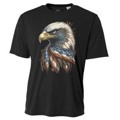 Patriotic Bald Eagle 4th Of July Usa American Flag Cooling Performance Crew T-Shirt