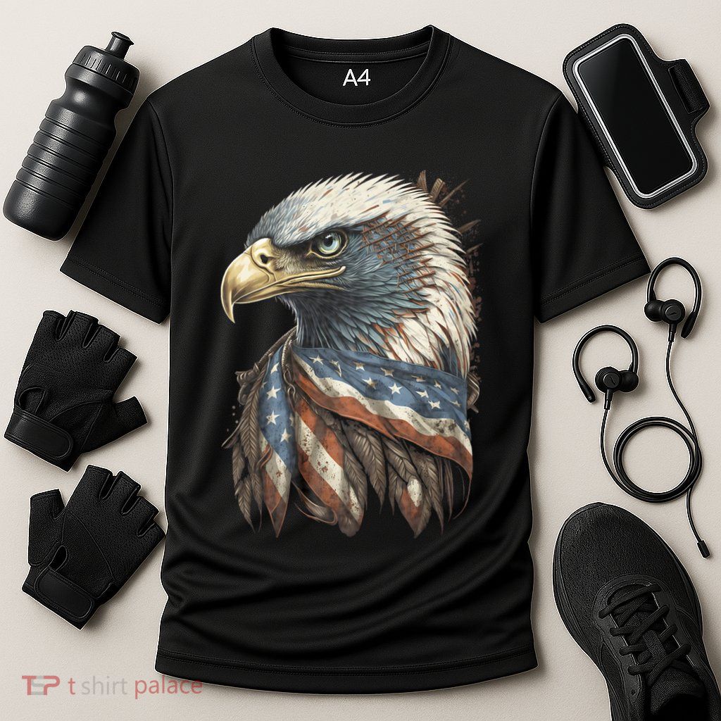Patriotic Bald Eagle 4th Of July Usa American Flag Performance Shirt