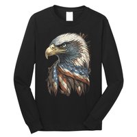 Patriotic Bald Eagle 4th Of July Usa American Flag Long Sleeve Shirt