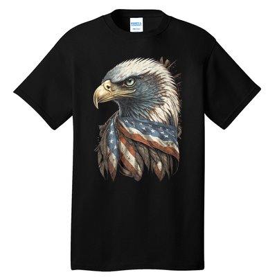 Patriotic Bald Eagle 4th Of July Usa American Flag Tall T-Shirt