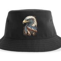 Patriotic Bald Eagle 4th Of July Usa American Flag Sustainable Bucket Hat