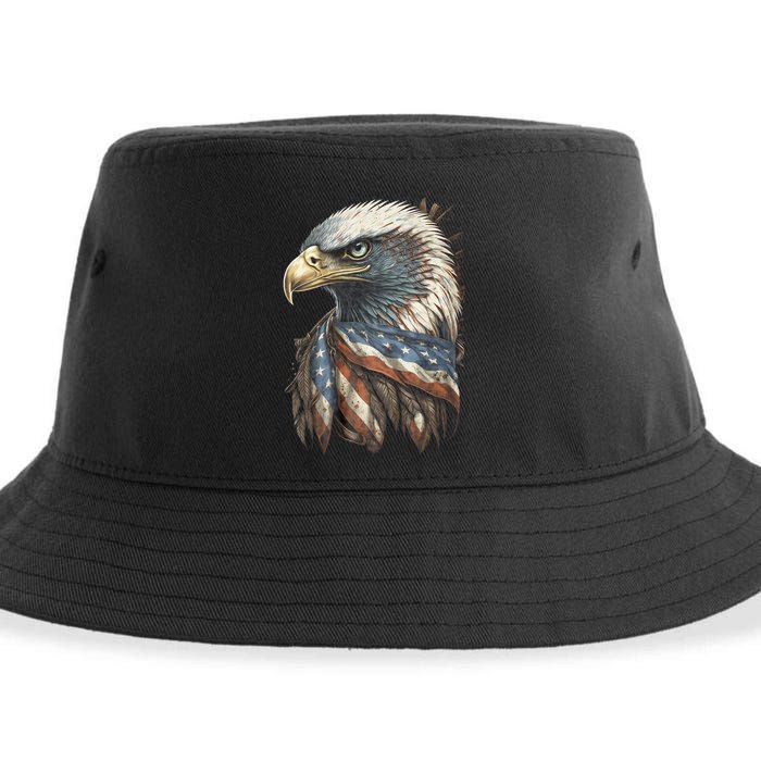Patriotic Bald Eagle 4th Of July Usa American Flag Sustainable Bucket Hat