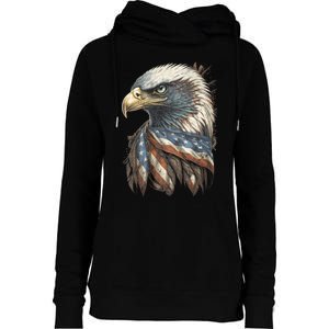 Patriotic Bald Eagle 4th Of July Usa American Flag Womens Funnel Neck Pullover Hood