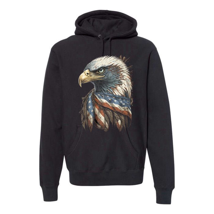 Patriotic Bald Eagle 4th Of July Usa American Flag Premium Hoodie