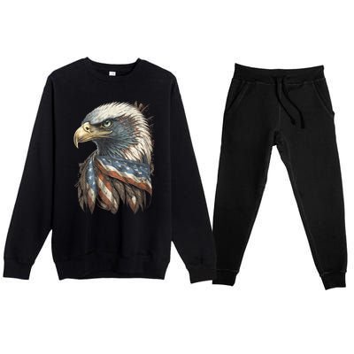 Patriotic Bald Eagle 4th Of July Usa American Flag Premium Crewneck Sweatsuit Set