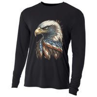 Patriotic Bald Eagle 4th Of July Usa American Flag Cooling Performance Long Sleeve Crew