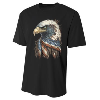 Patriotic Bald Eagle 4th Of July Usa American Flag Performance Sprint T-Shirt