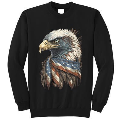 Patriotic Bald Eagle 4th Of July Usa American Flag Tall Sweatshirt