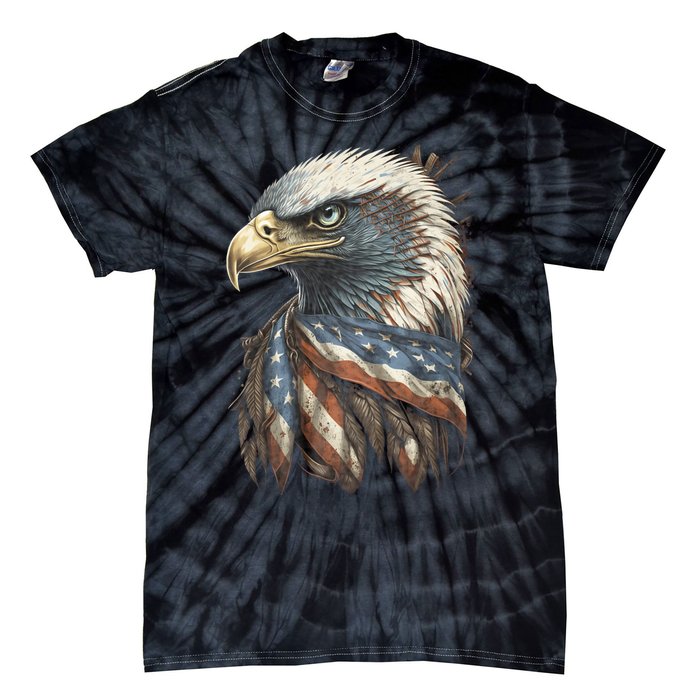 Patriotic Bald Eagle 4th Of July Usa American Flag Tie-Dye T-Shirt