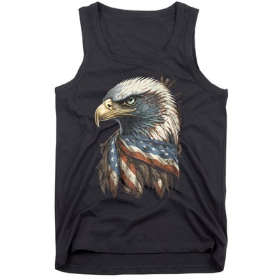 Patriotic Bald Eagle 4th Of July Usa American Flag Tank Top