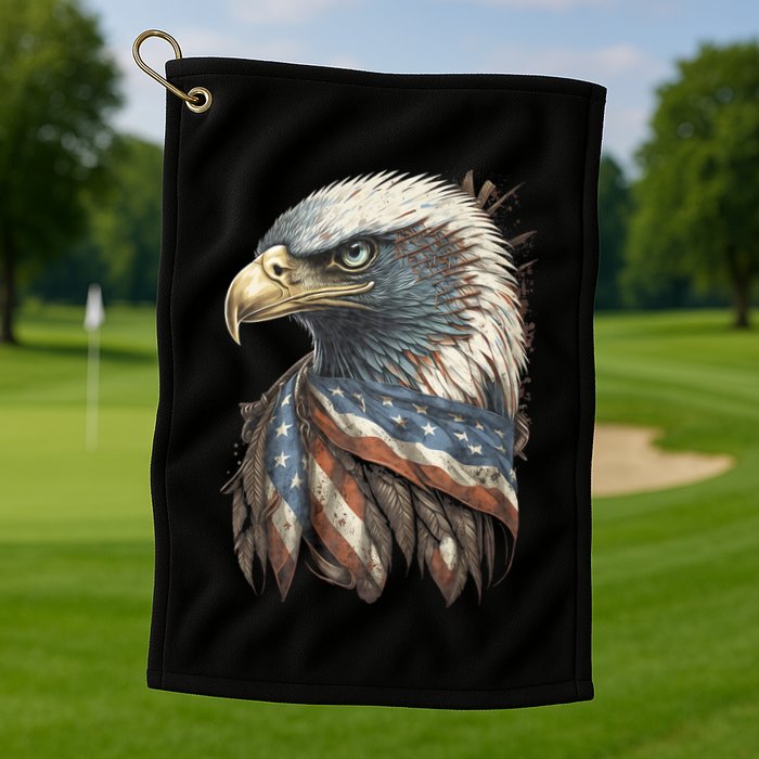 Patriotic Bald Eagle 4th Of July Usa American Flag Golf Towel