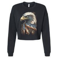 Patriotic Bald Eagle 4th Of July Usa American Flag Cropped Pullover Crew