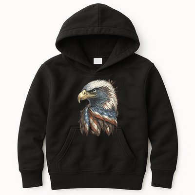 Patriotic Bald Eagle 4th Of July Usa American Flag Kids Hoodie