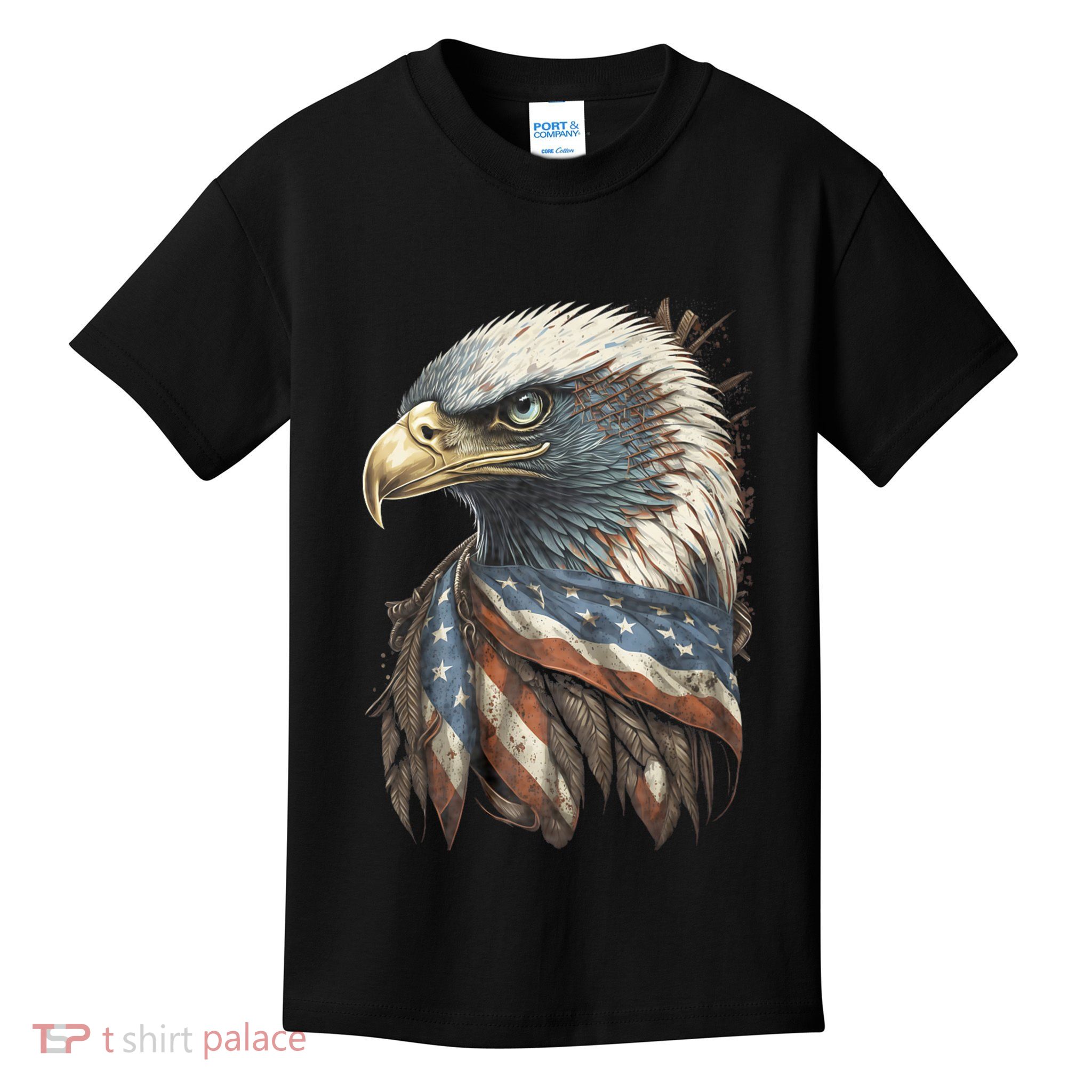 Patriotic Bald Eagle 4th Of July Usa American Flag Kids T-Shirt