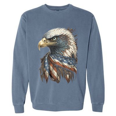 Patriotic Bald Eagle 4th Of July Usa American Flag Garment-Dyed Sweatshirt