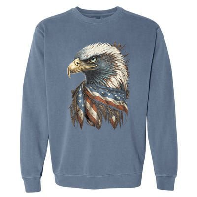 Patriotic Bald Eagle 4th Of July Usa American Flag Garment-Dyed Sweatshirt