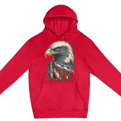 Patriotic Bald Eagle 4th Of July Usa American Flag Premium Pullover Hoodie