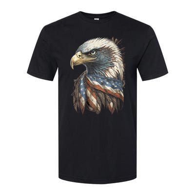 Patriotic Bald Eagle 4th Of July Usa American Flag Softstyle CVC T-Shirt