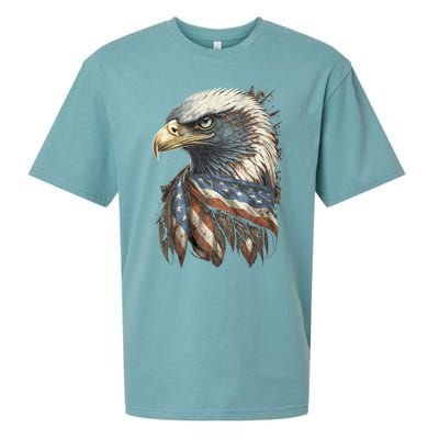 Patriotic Bald Eagle 4th Of July Usa American Flag Sueded Cloud Jersey T-Shirt