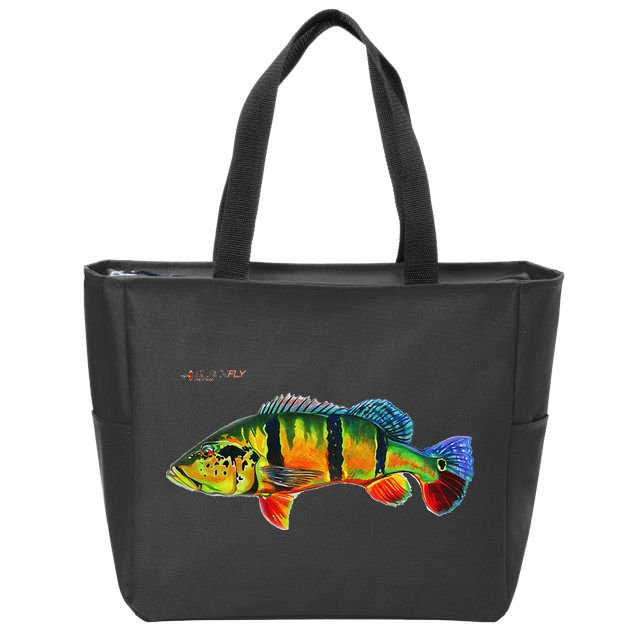 Peacock Bass Fishing Fish & Hoodies By Black Fly Zip Tote Bag