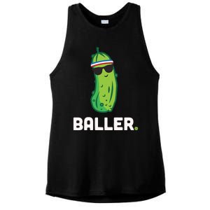 Pickle Baller Funny Pickleball Ladies PosiCharge Tri-Blend Wicking Tank