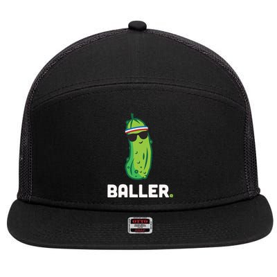 Pickle Baller Funny Pickleball 7 Panel Mesh Trucker Snapback Hat