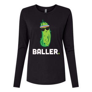 Pickle Baller Funny Pickleball Womens Cotton Relaxed Long Sleeve T-Shirt