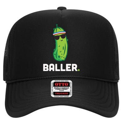 Pickle Baller Funny Pickleball High Crown Mesh Back Trucker Hat