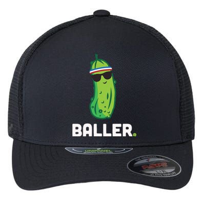 Pickle Baller Funny Pickleball Flexfit Unipanel Trucker Cap